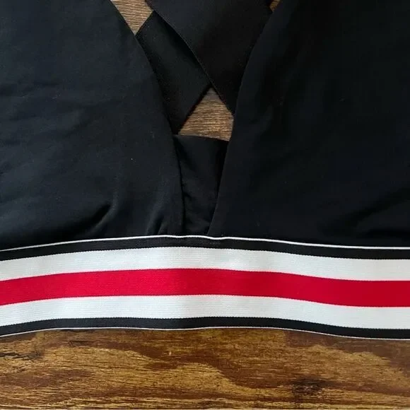 GAP Black Sports Bra with Red and White Stripes - Picture 3 of 8
